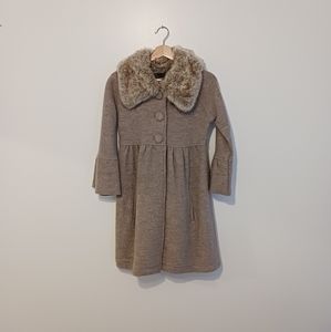 Zara Wool Coat with Fur Collar, XS